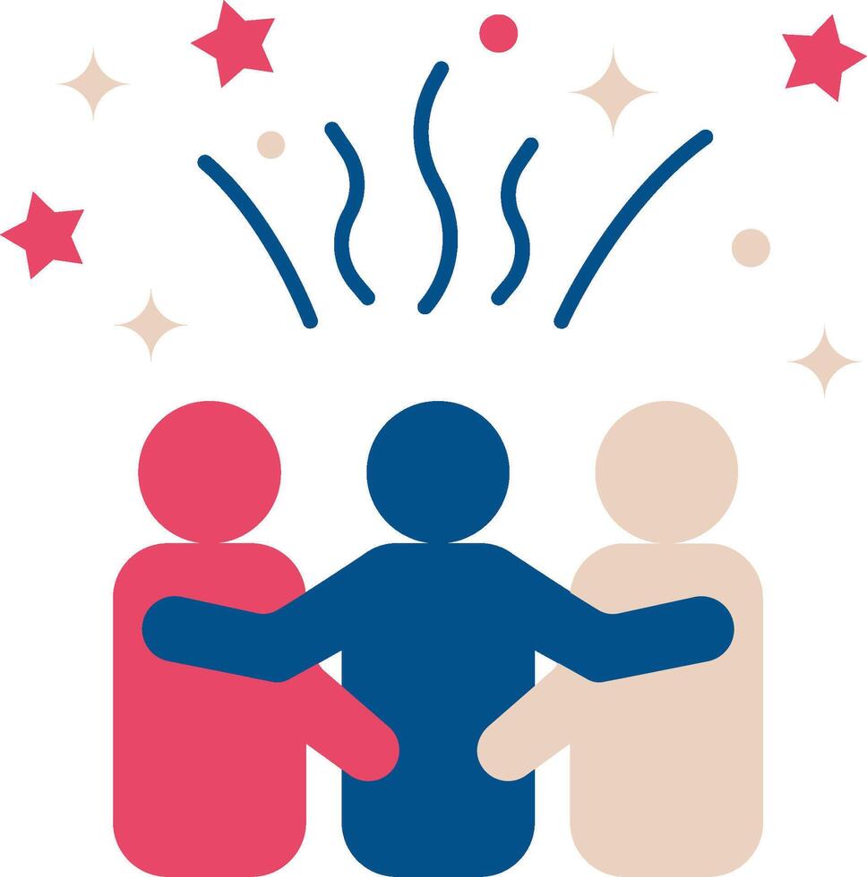 A group of people are holding hands and are surrounded by stars vector