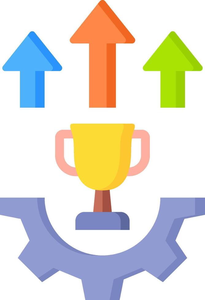 An icon of a trophy with arrows pointing up vector