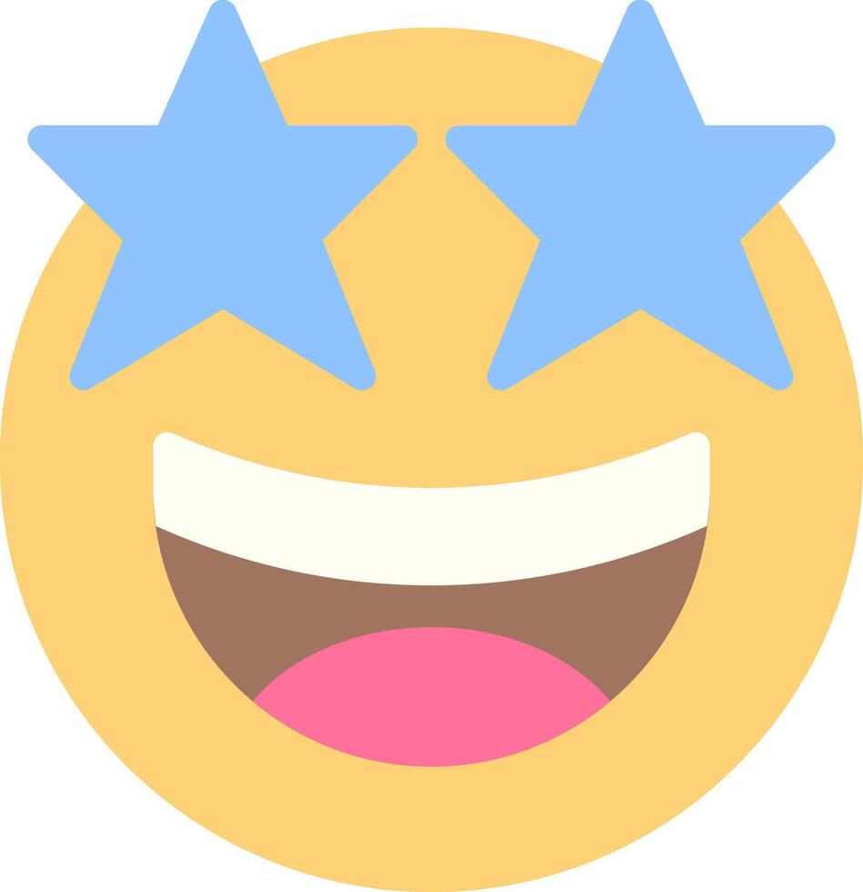 A smiling emoticion with blue stars on it vector