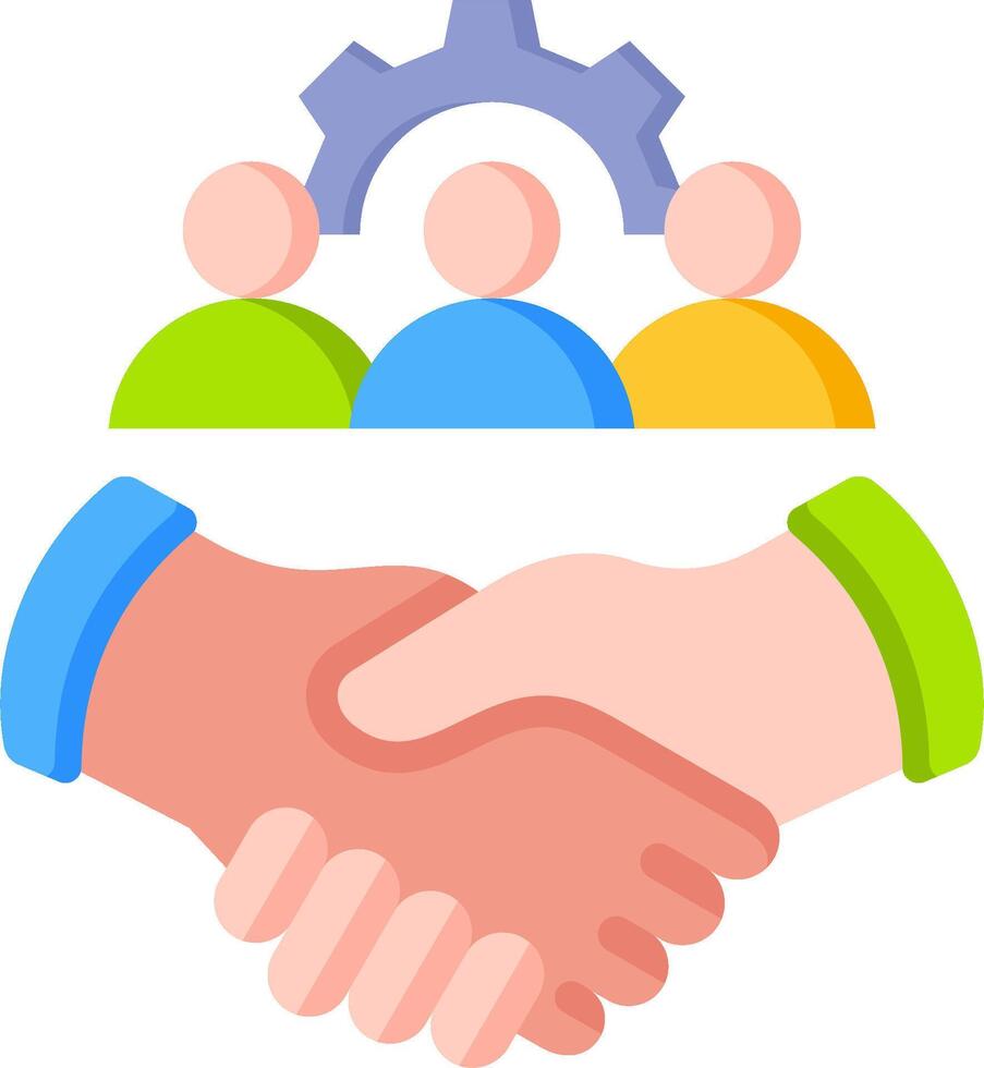 Handshake with people and gears vector