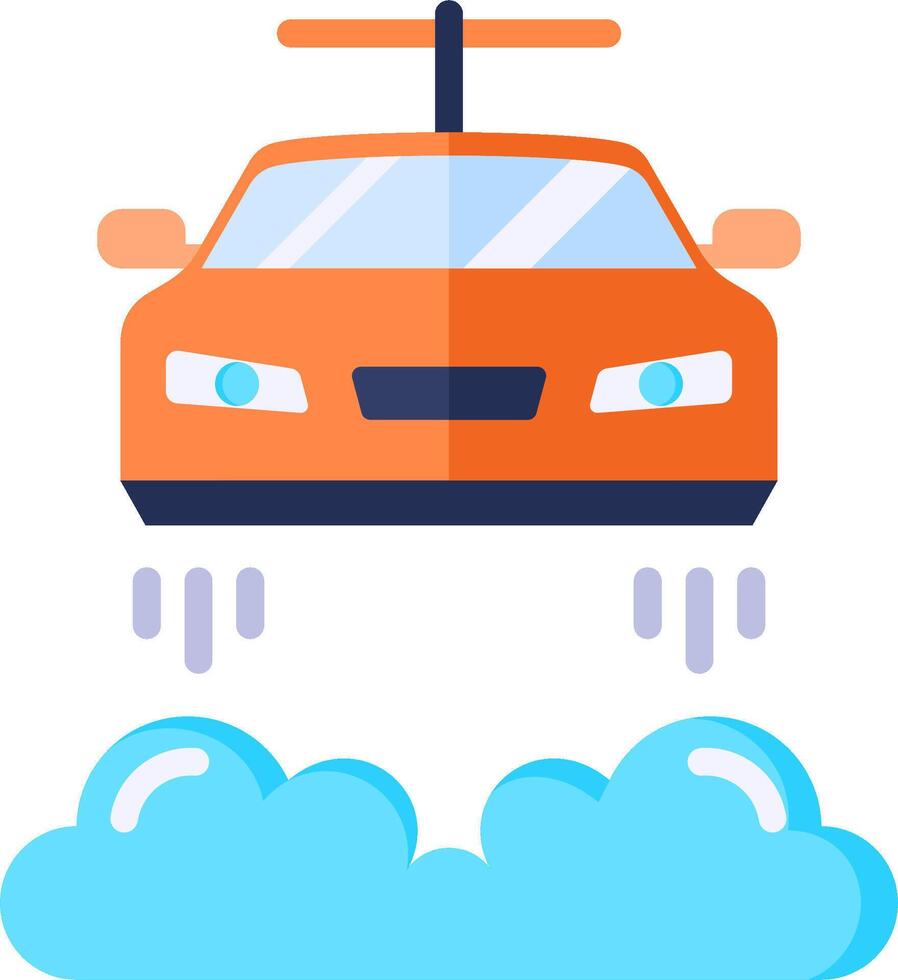 Car flying over clouds illustration vector
