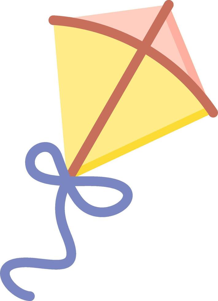 A kite with a blue ribbon flying in the air vector