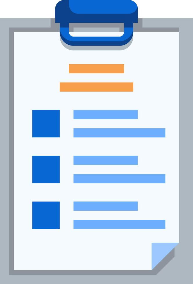 Clipboard icon with blue and orange lines vector