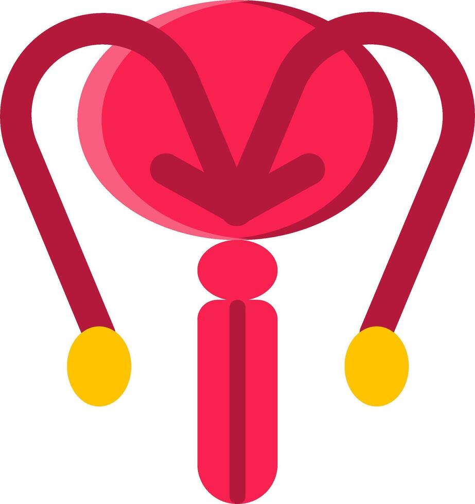 A red uterus with yellow and red balls vector