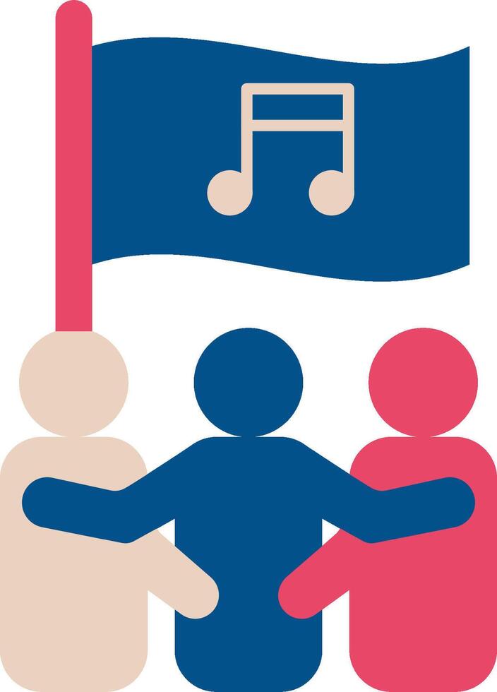A group of people holding hands with a music note vector