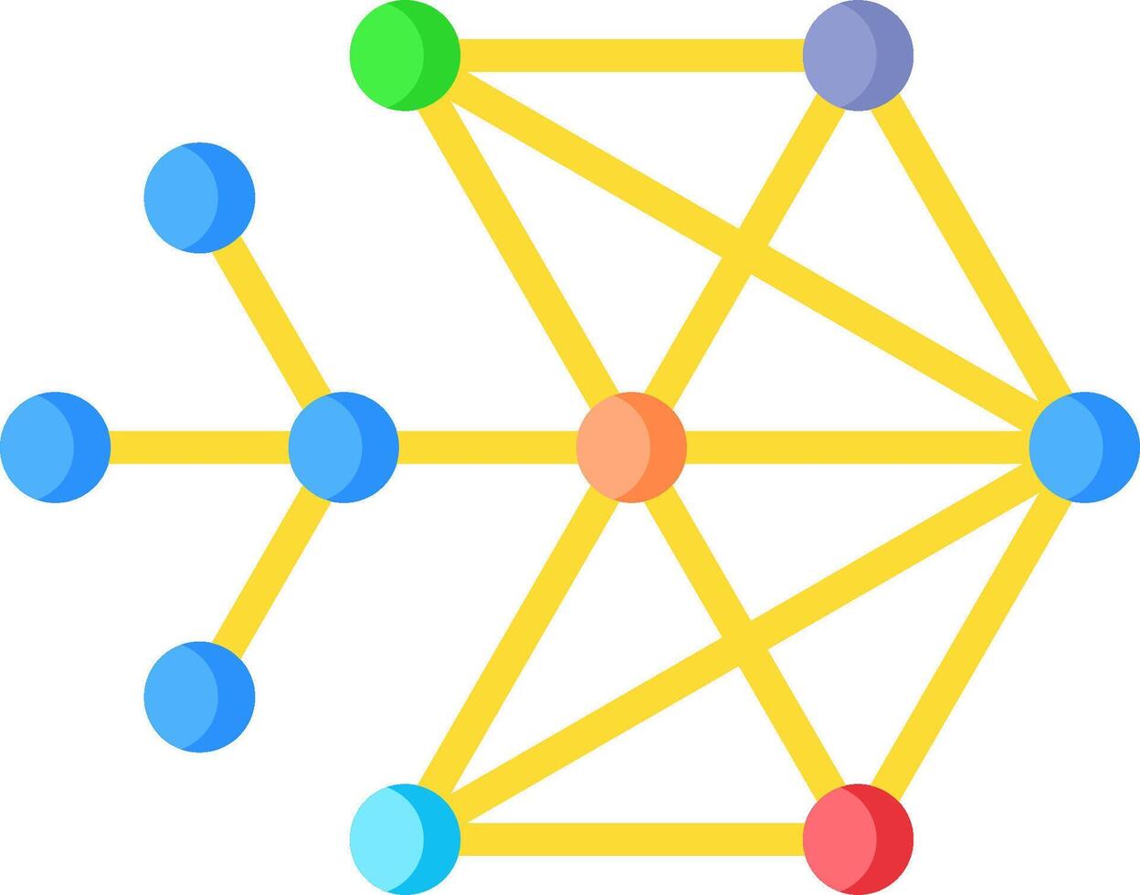 A network diagram with colored dots vector