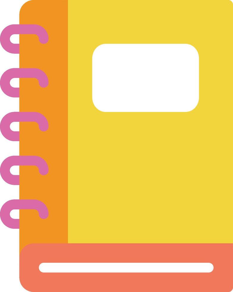 A yellow notebook with a pink and orange cover vector