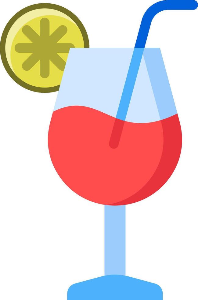 A drink with a straw and a slice of lemon vector