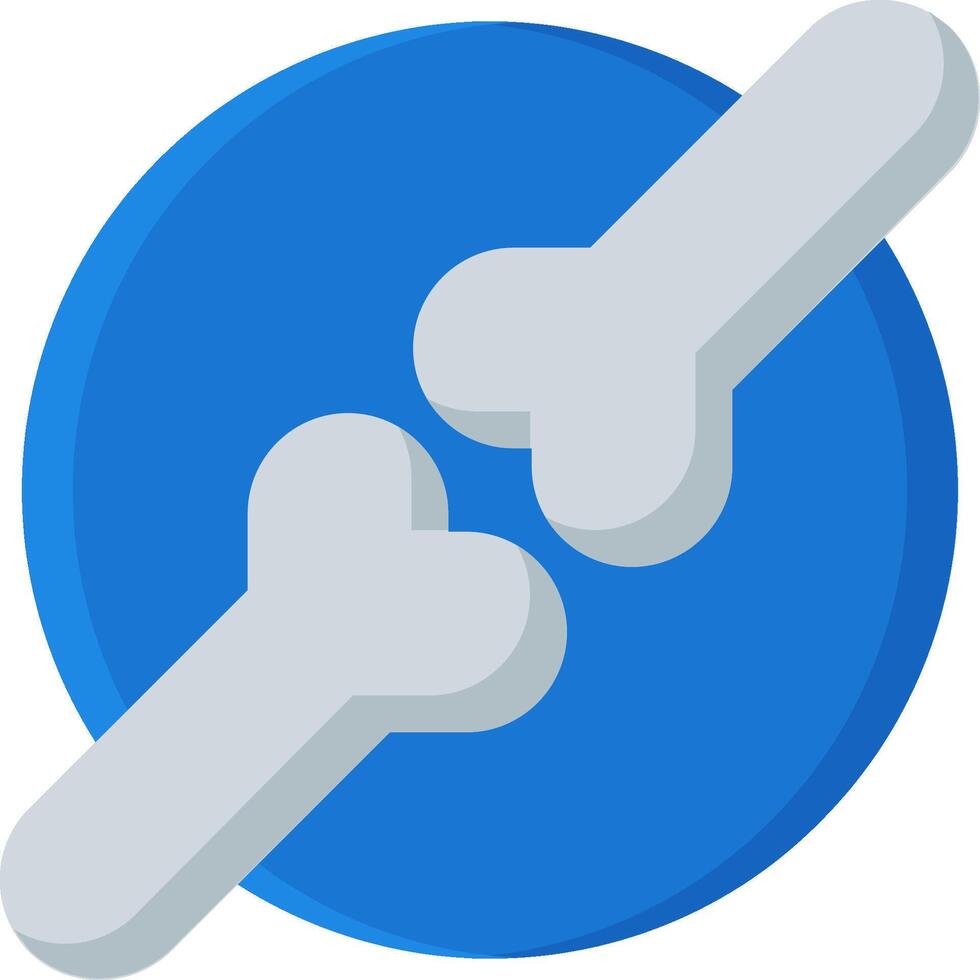 A blue and white icon with two bones vector