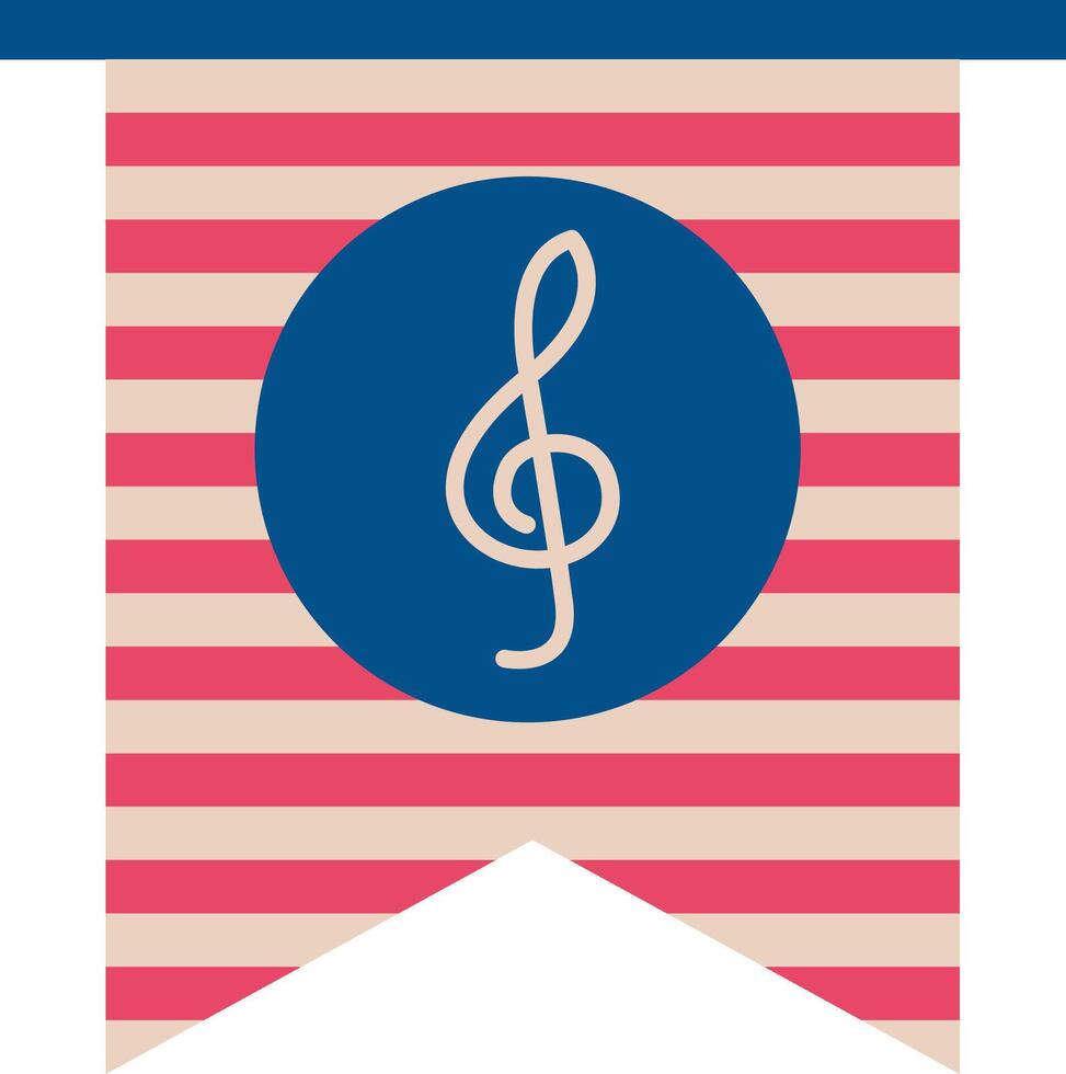 A treble clef on a red and white striped banner vector