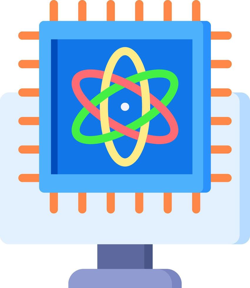 A computer screen with an atom symbol on it vector