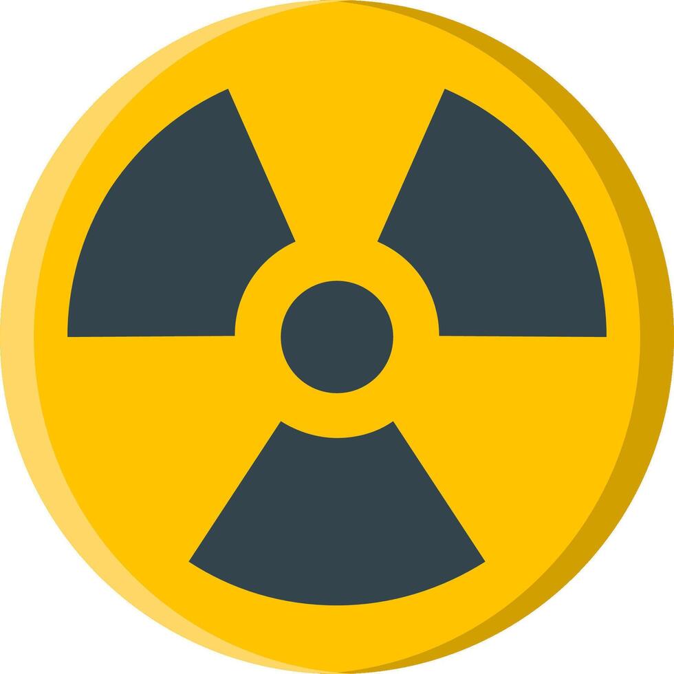 A radiation symbol in a yellow circle vector