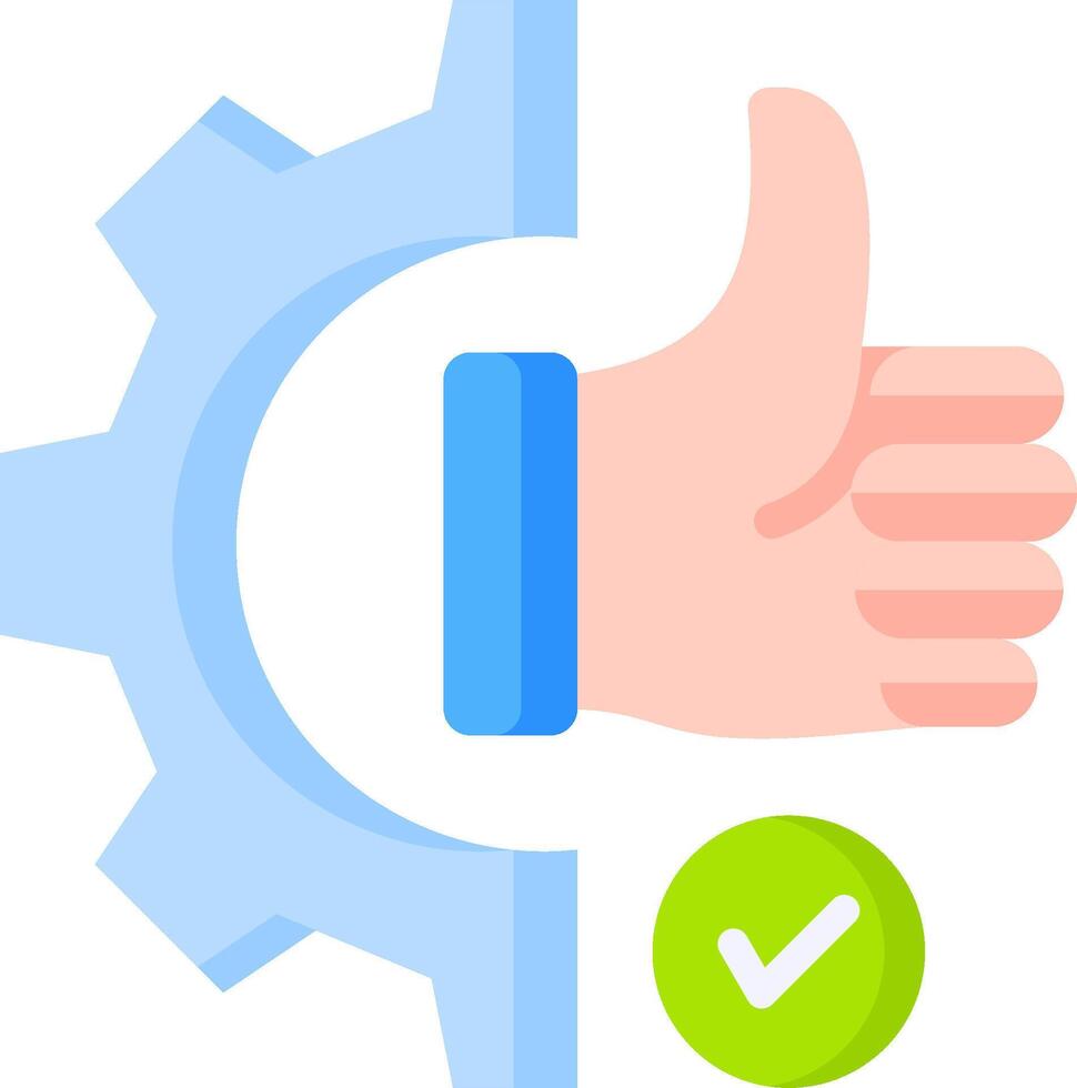 A hand with a thumbs up and a gearwheel vector
