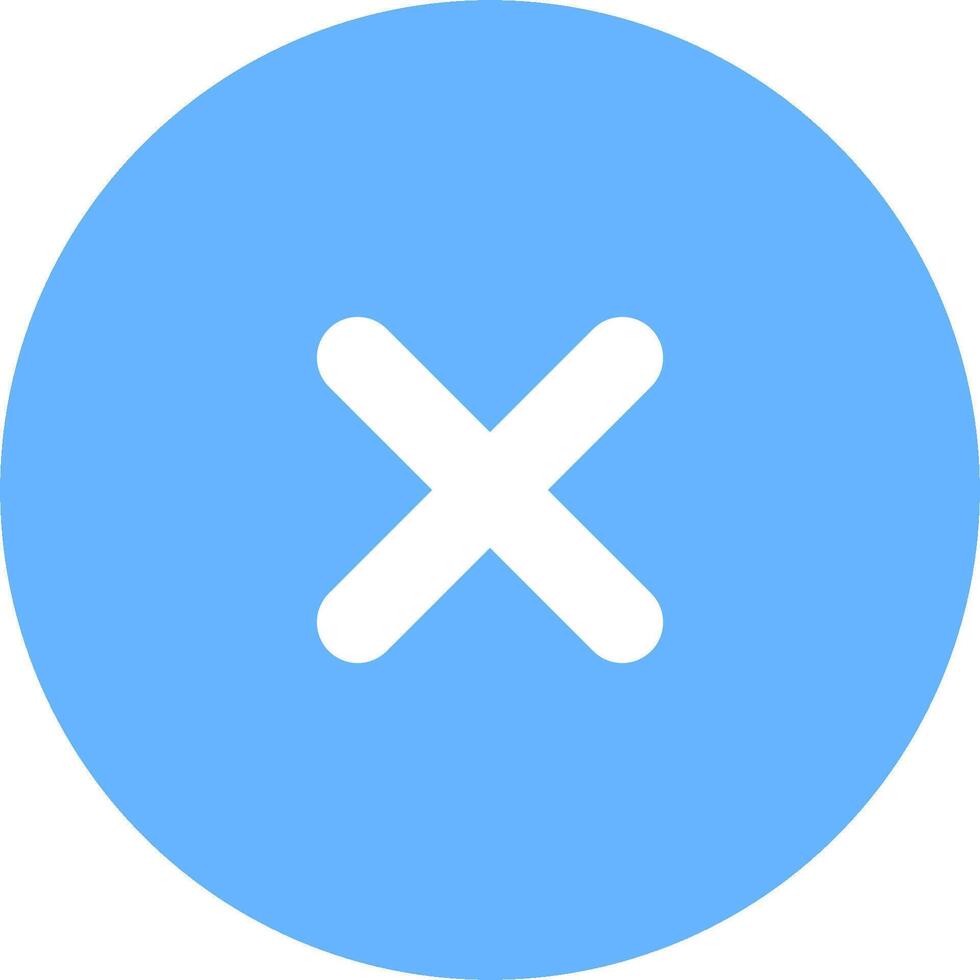 An x sign in a blue circle vector