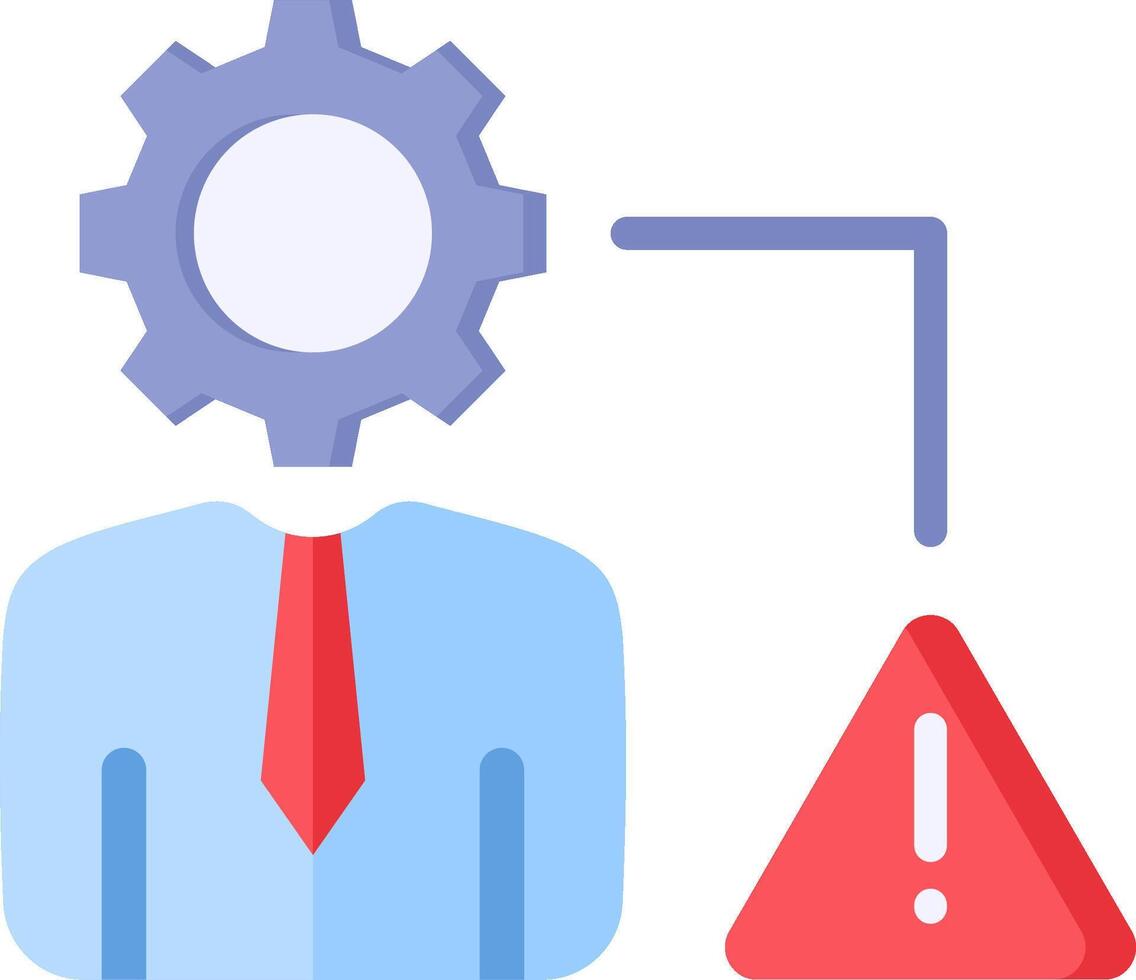 A man in a tie and shirt with a gear and a red exclamation mark vector