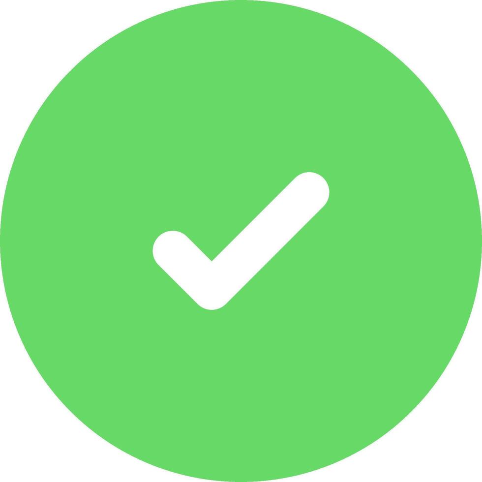 A green check mark in a circle vector