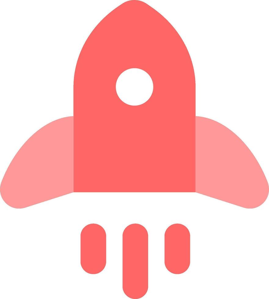 A rocket ship icon with a red and white background vector