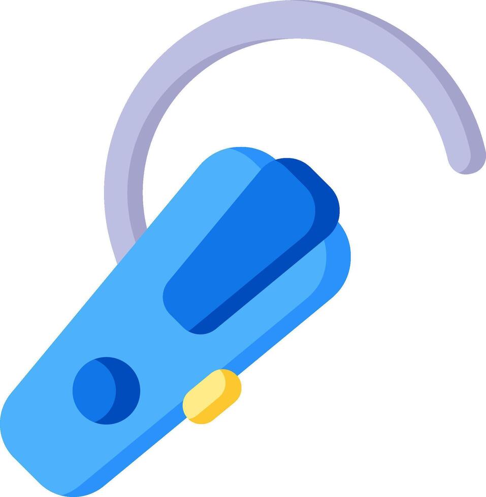 A blue earpiece with a yellow handle vector