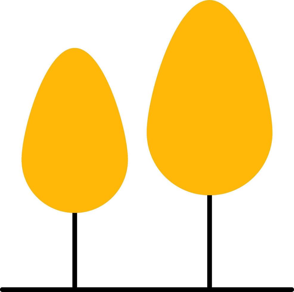Two yellow trees with black outlines vector