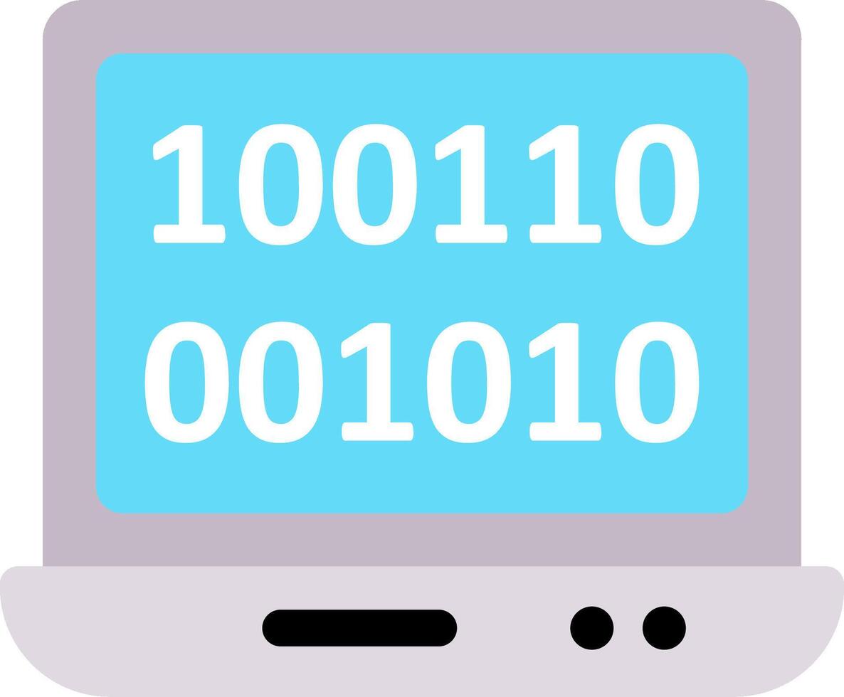 A laptop computer with the number 100010101010101010101010101 vector