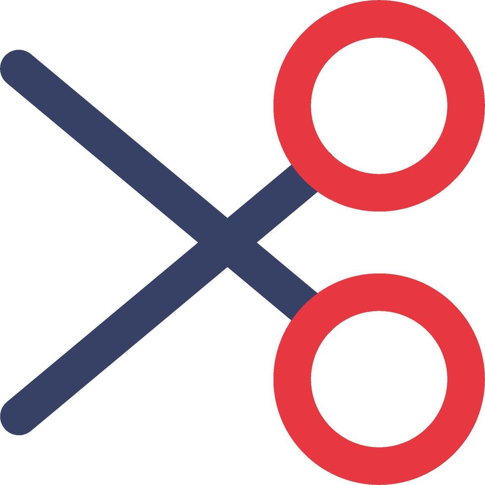 A red and blue scissors icon vector