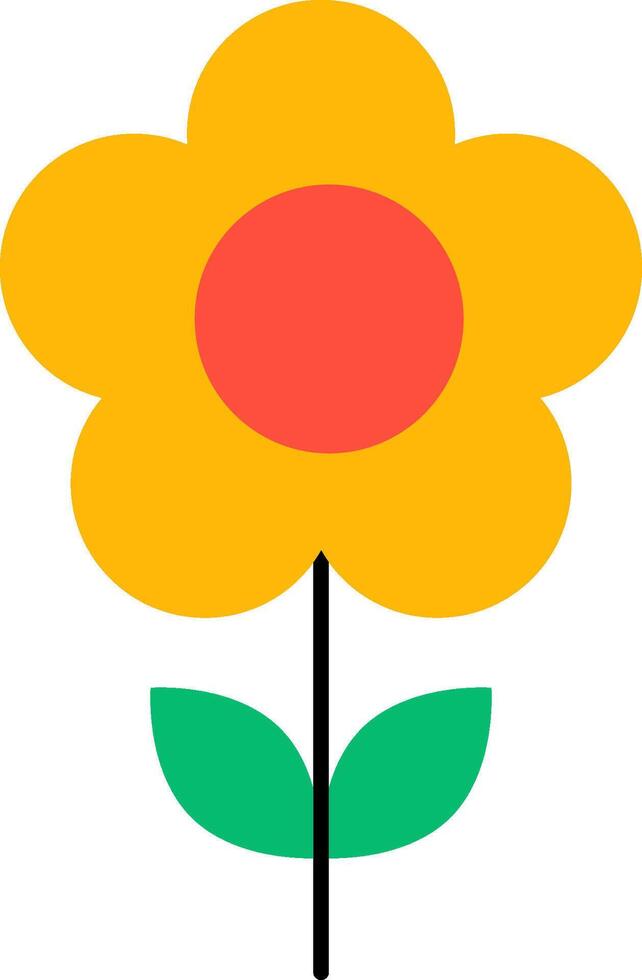A yellow flower with a red center vector