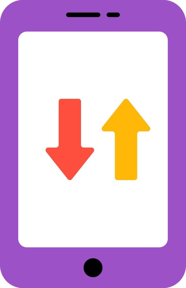 An icon of a phone with an arrow pointing up vector