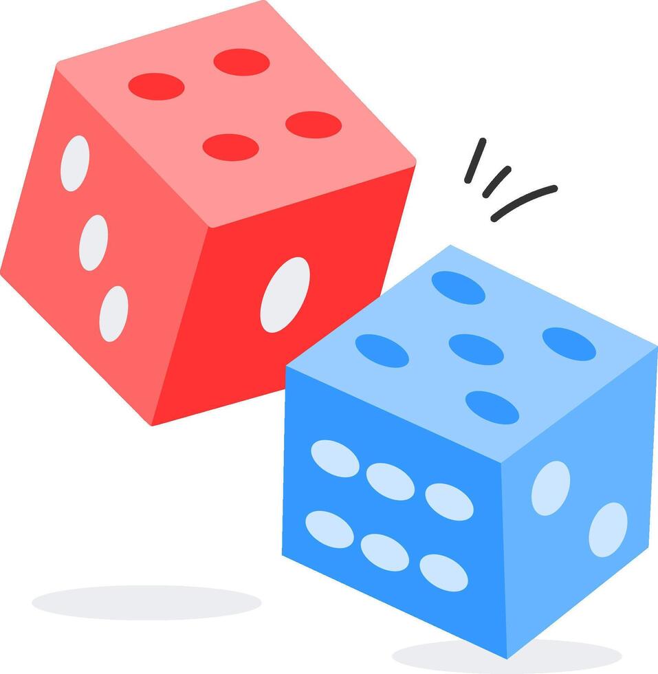 Two dice with one blue and one red vector