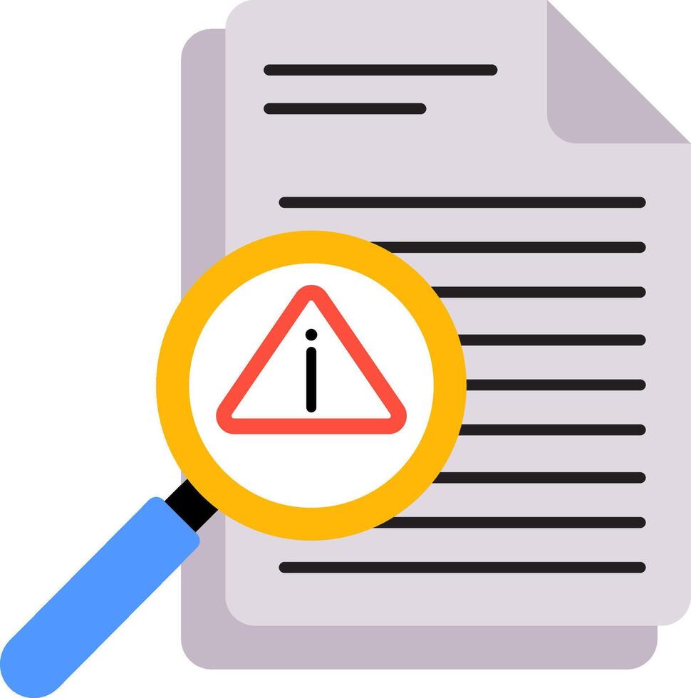 Magnifying document with a caution sign vector