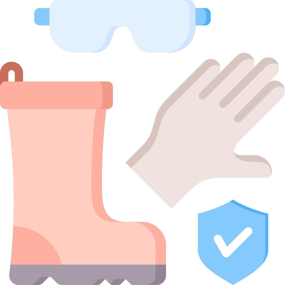 A pair of gloves, boot, and safety glasses vector