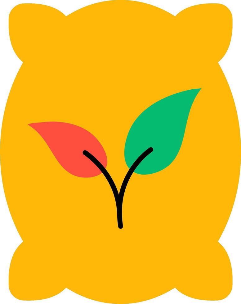 A yellow circle with a green leaf on it vector