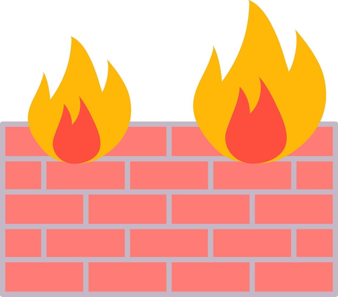Firewall and fire icon vector