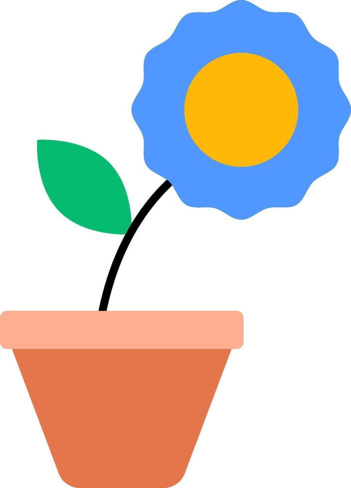 A flower pot with a blue flower in it vector