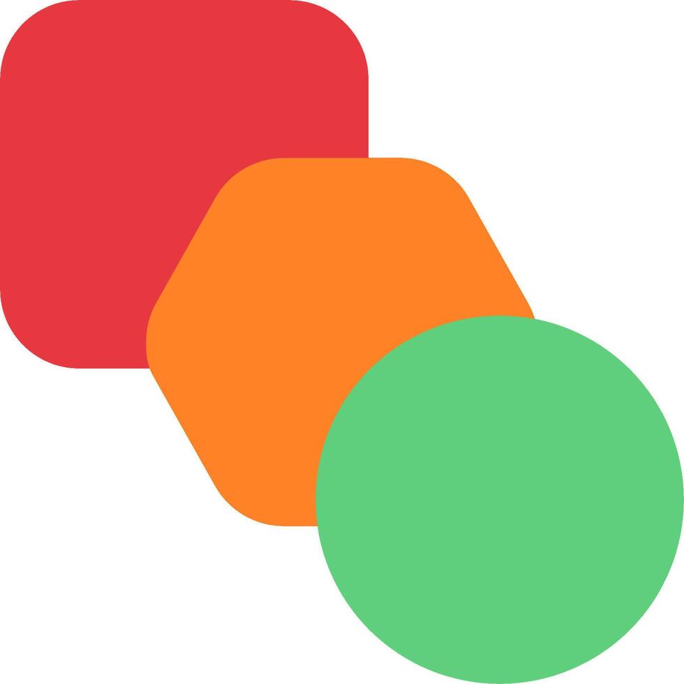 A colorful logo with three different shapes vector