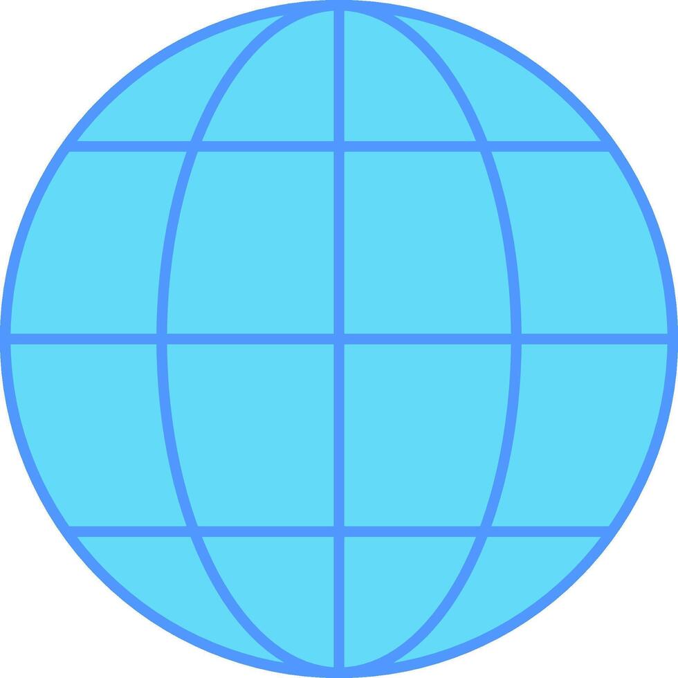 A blue globe with a grid of lines vector