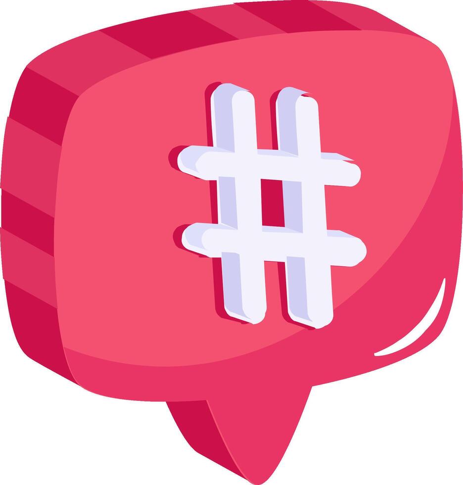 Hashtag icon on a pink speech bubble vector