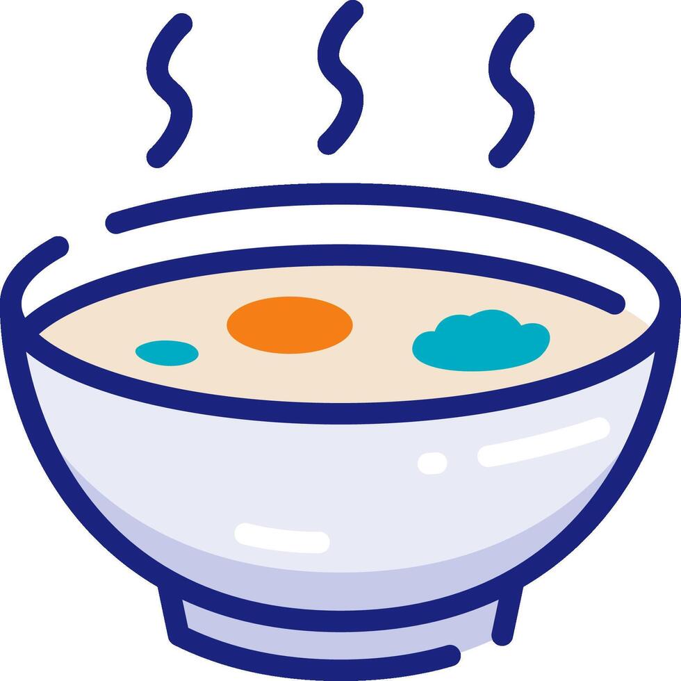 A bowl of soup with steam coming out of it vector