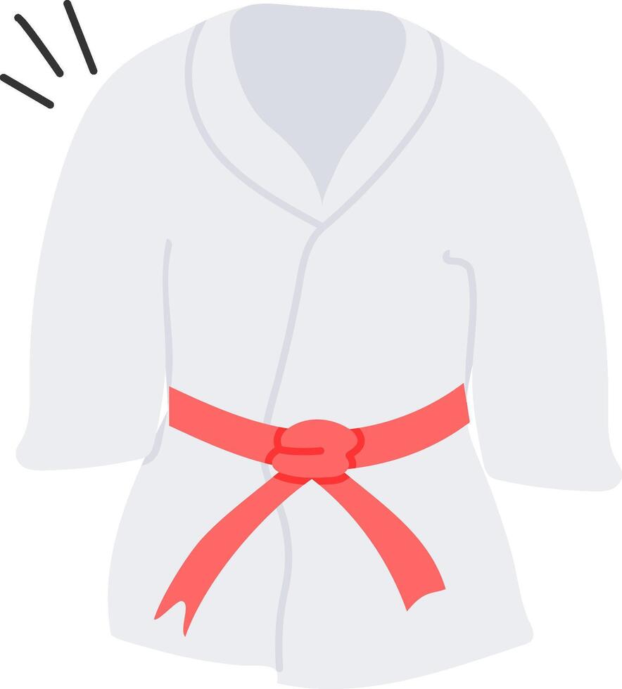 A white robe with red belt and a red belt vector