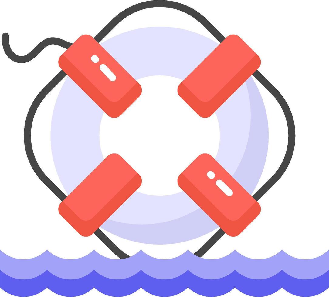 An icon of a life preserver floating in the ocean vector