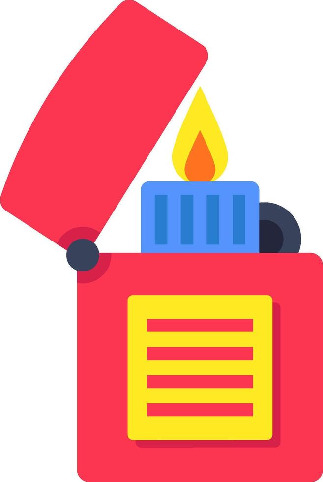 A red lighter with a lit candle inside vector