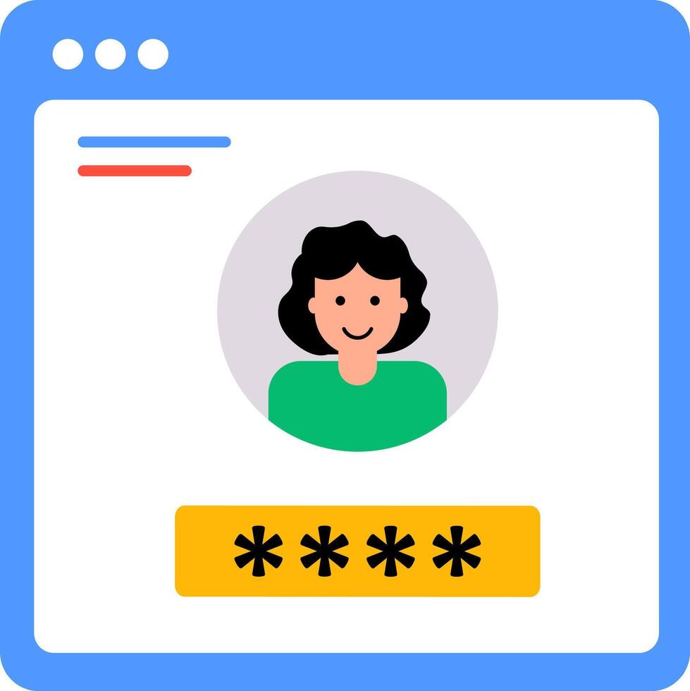 A woman's face is shown on a login page vector