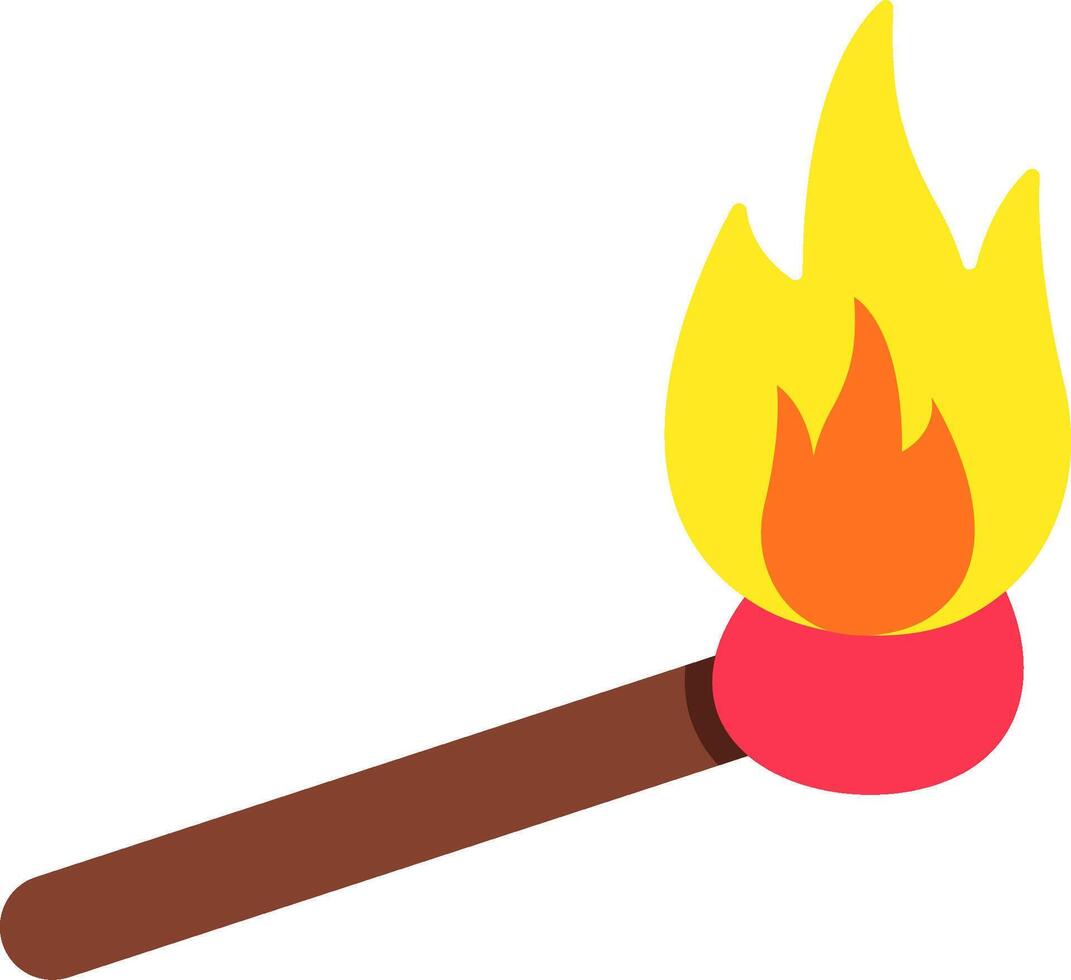 A burning matchstick on a white background vector