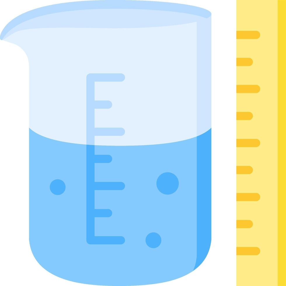 A beaker with water and a ruler next to it vector