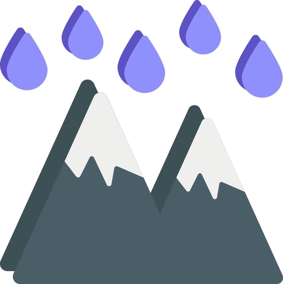 A mountain with rain drops falling from it vector