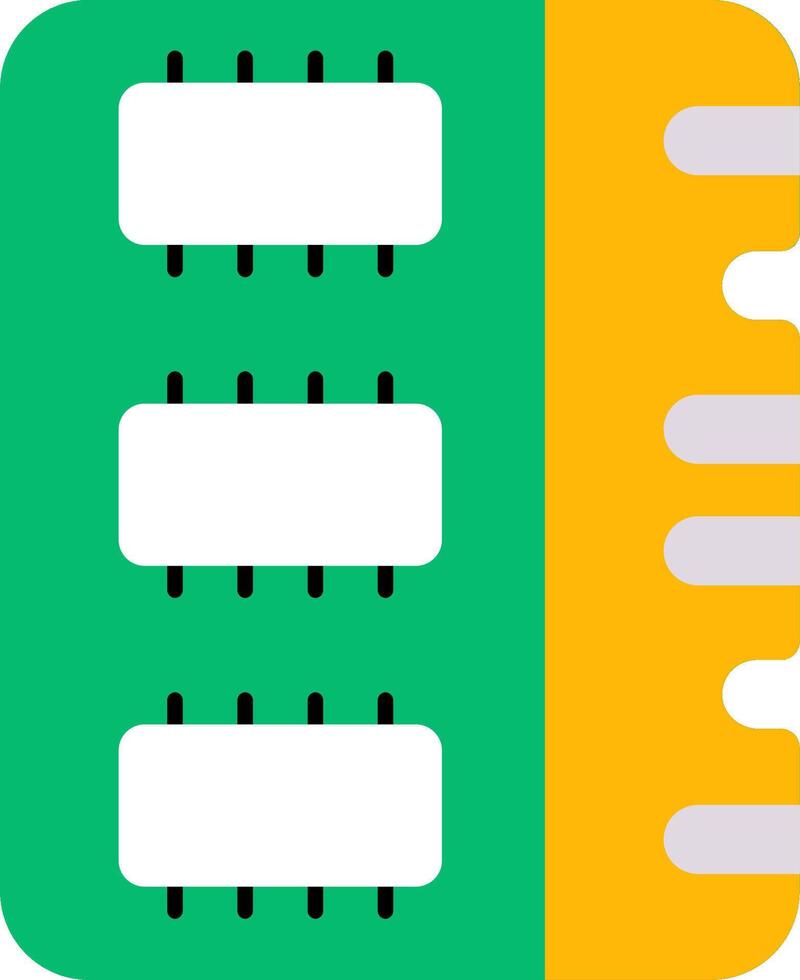 A green and yellow square with four different colored squares vector
