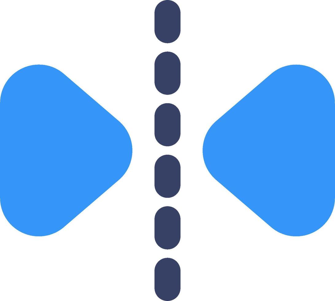 A blue arrow pointing to the left and right vector