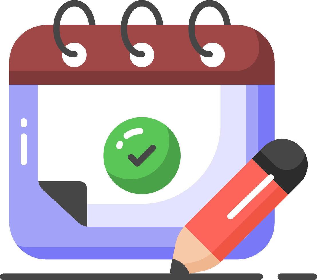 Calendar icon with pencil and check mark vector