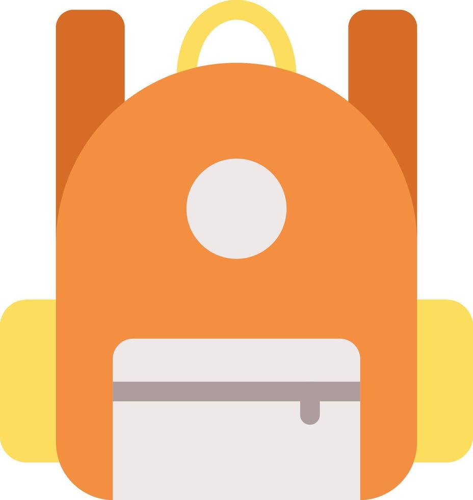 An orange backpack with a yellow handle vector