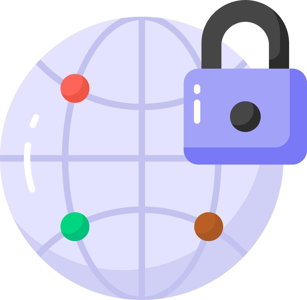 A globe with a padlock and a circle of dots vector