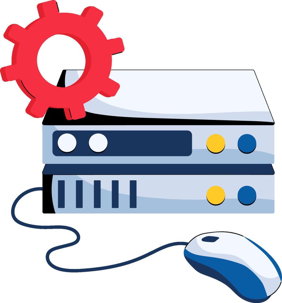 A server with a mouse and gear vector